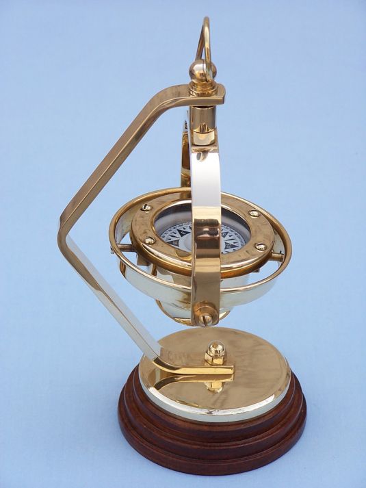 Solid Brass Hanging Compass 8"