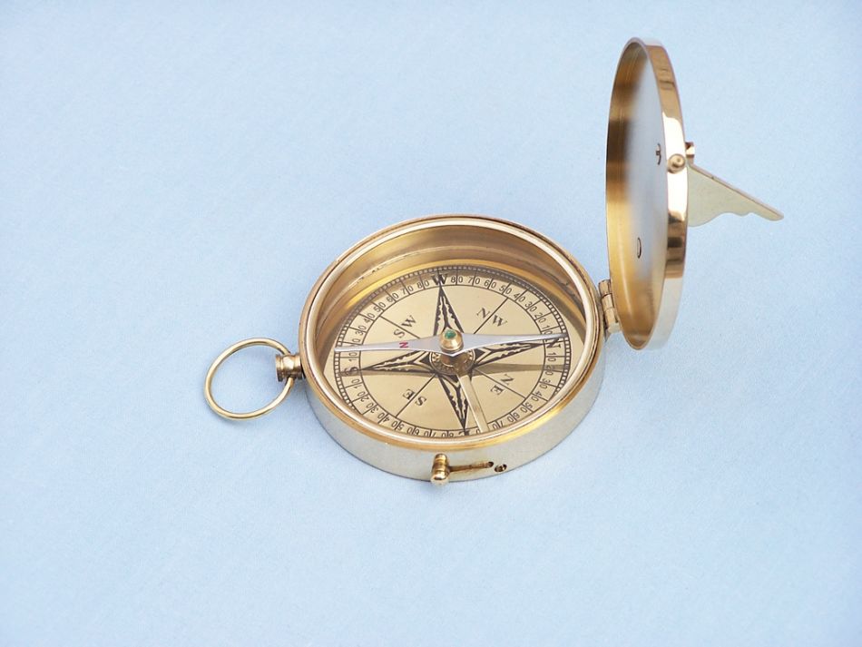 Solid Brass Admiral's Sundial Compass w/ Rosewood Box 4"