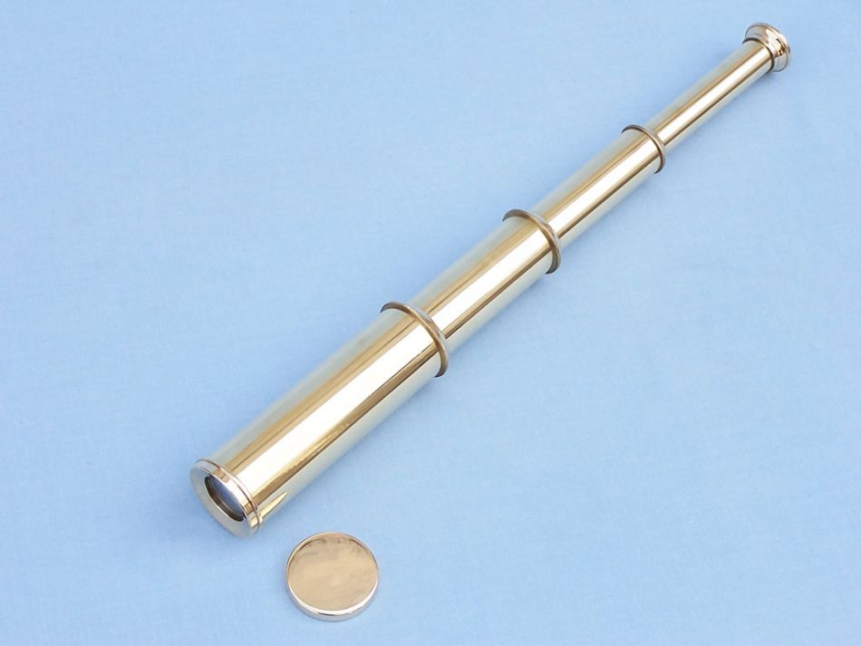 Deluxe Class Solid Brass Captain's Spyglass Telescope 15" w/ Rosewood Box