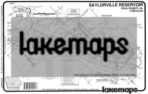 Polk County, IA - SAYLORVILLE RES. - Lakemap - 30402