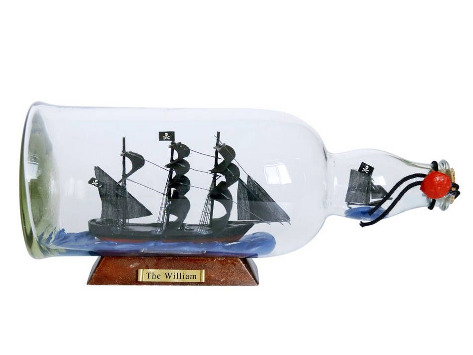 Calico Jack's The William Model Ship in a Glass Bottle 11"
