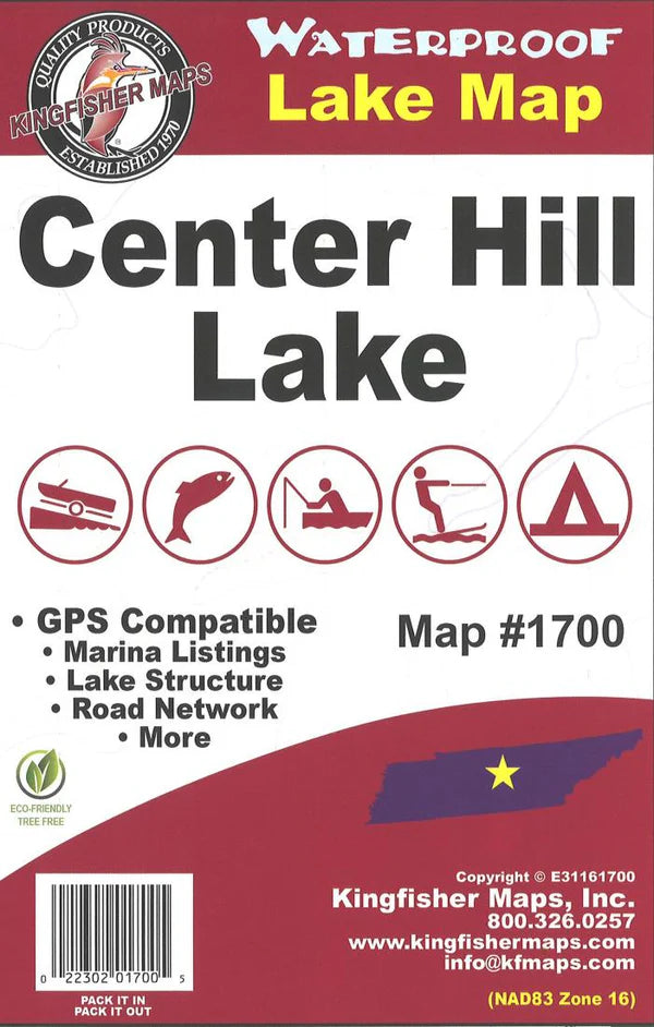 Center Hill Lake Fishing Map-1700