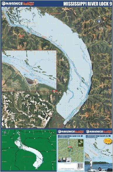 (WI/IA) Mississippi River Lock 9 fishing map.