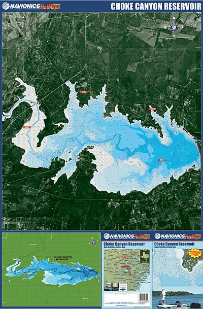 (TX) Choke Canyon Reservoir fishing map.