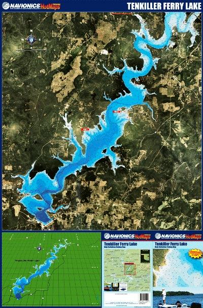 (OK) Tenkiller Ferry Lake fishing map