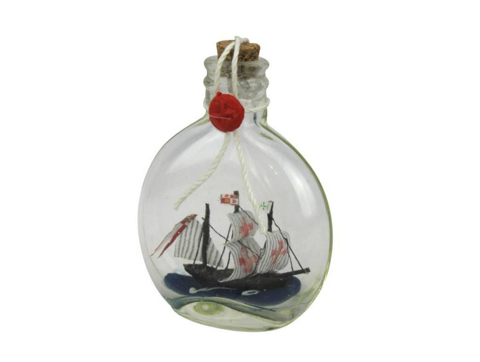 Santa Maria Model Ship in a Glass Bottle 4"