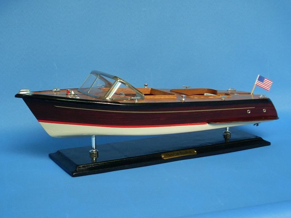 Wooden Chris Craft Runabout Model Speedboat 20"