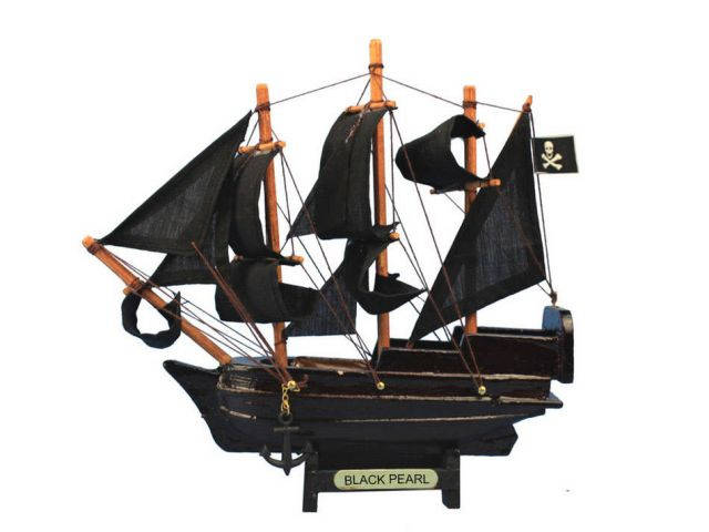 Wooden Black Pearl Pirates of the Caribbean Model Pirate Ship 7"
