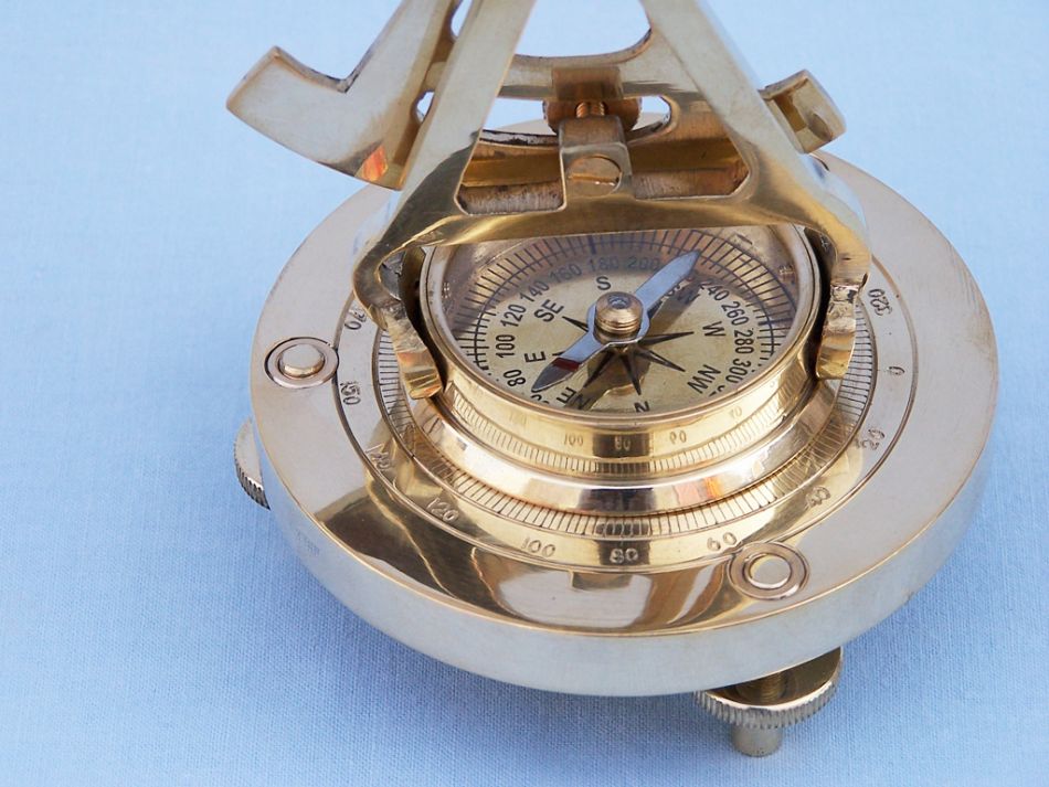 Solid Brass Alidade Compass 7"