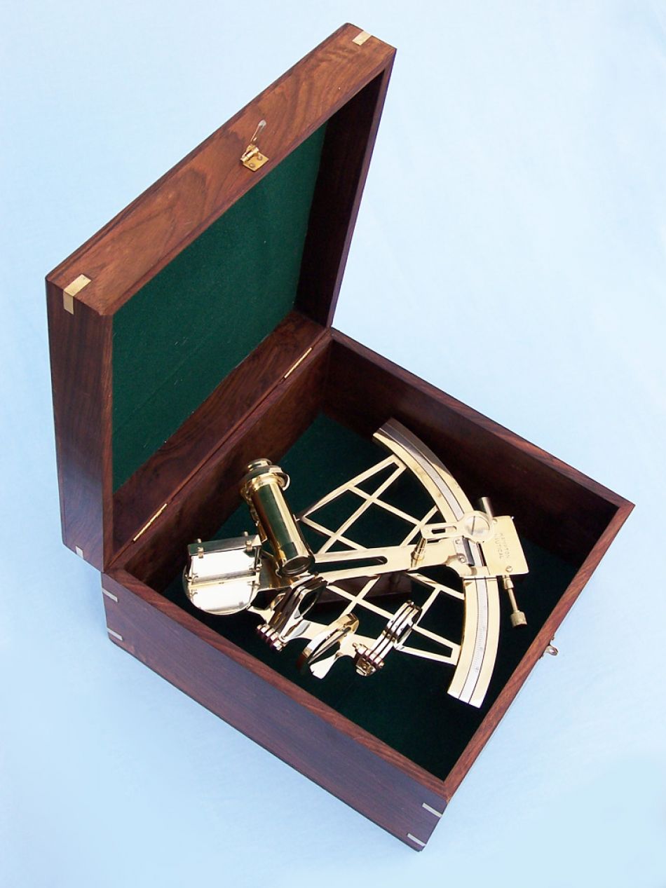 Admiral's Brass Sextant with Rosewood Box 12"