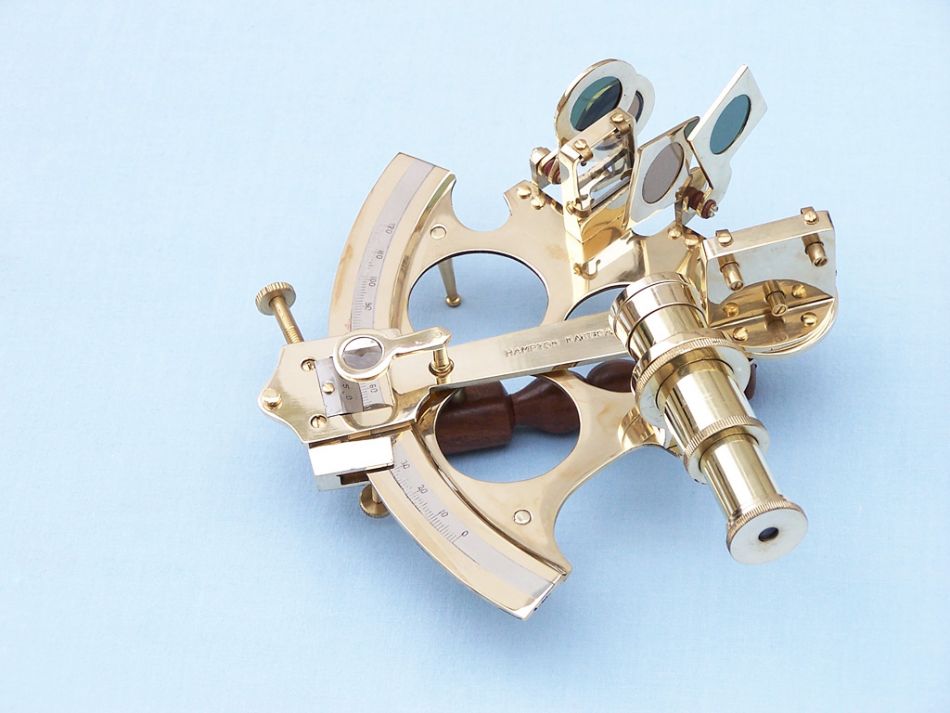 Captain's Brass Sextant with Rosewood Box 8"