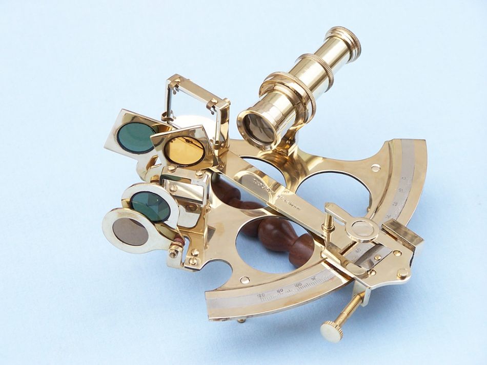 Captain's Brass Sextant with Rosewood Box 8"