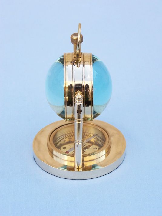 Solid Brass Clock with Compass 5"