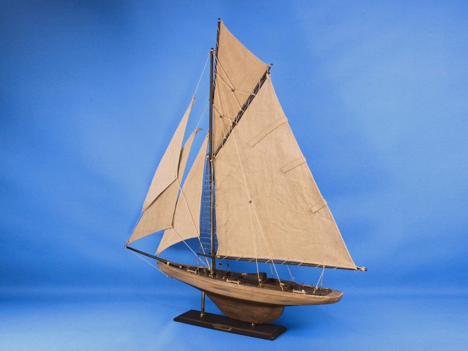 Wooden Rustic Columbia Model Sailboat Decoration Limited 30"