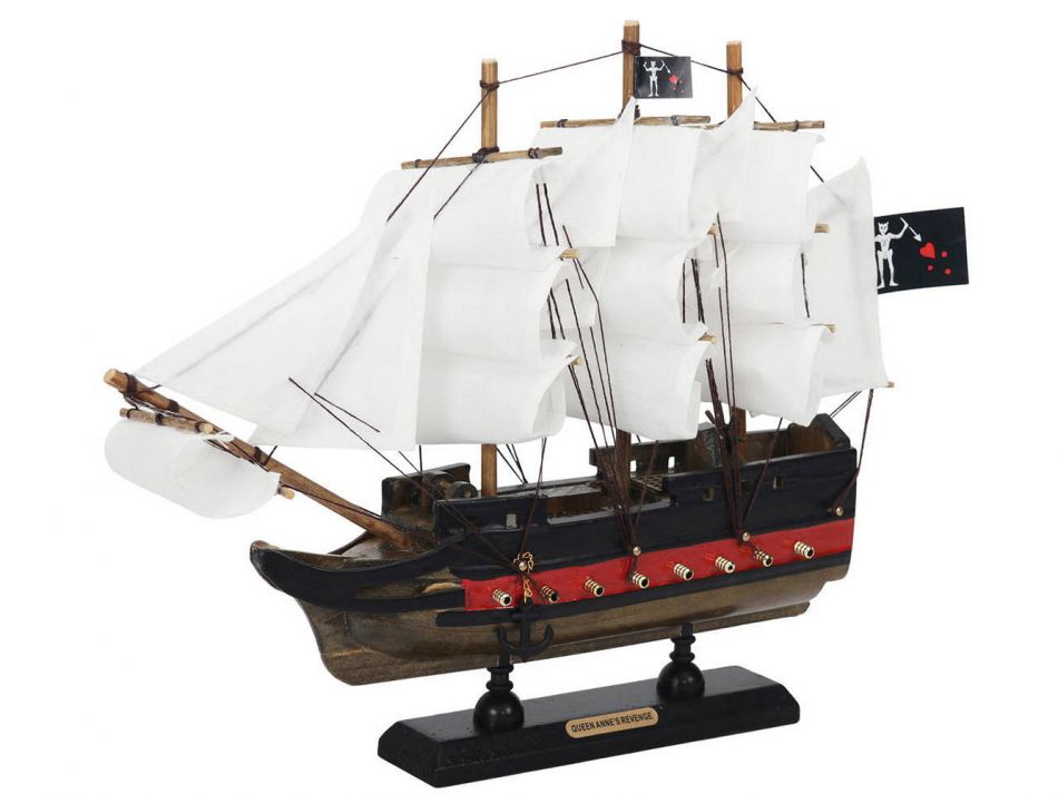 Wooden Blackbeards Queen Annes Revenge White Sails Limited Model Pirate Ship 12"