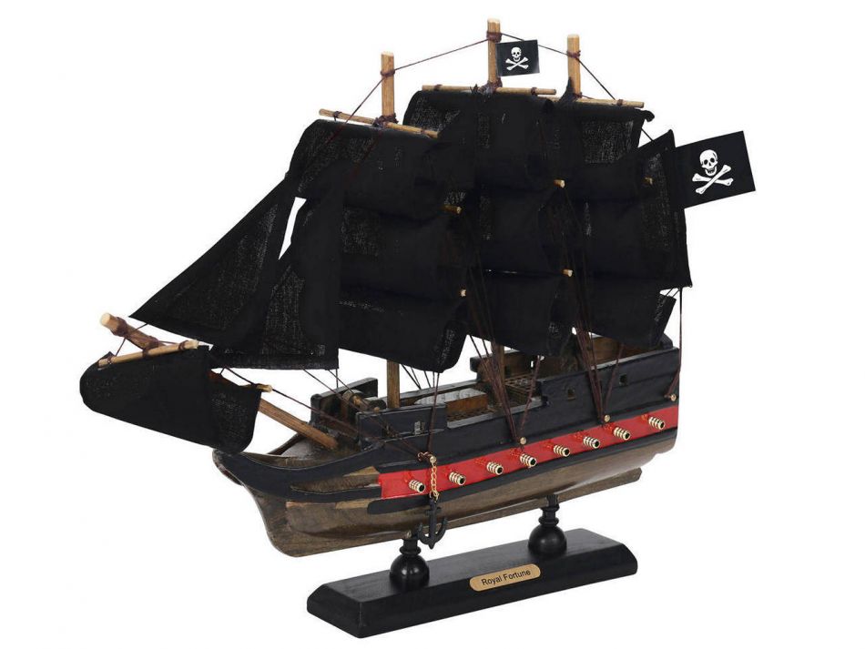 Wooden Black Bart's Royal Fortune Black Sails Limited Model Pirate Ship 12"