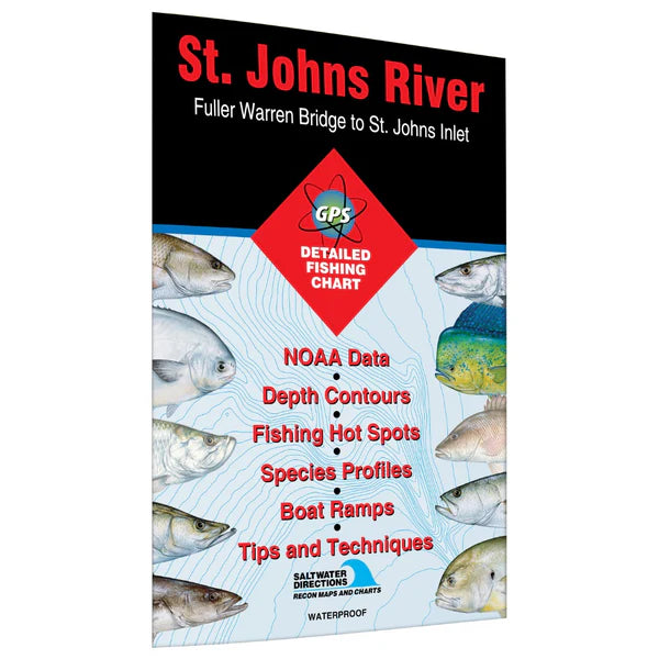 St. Johns River Fuller Warren Bridge to St Johns Inlet Fishing Map-FL0124