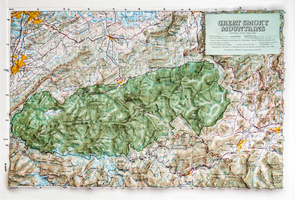 Great Smokey Mountain National Park Raised Relief Map