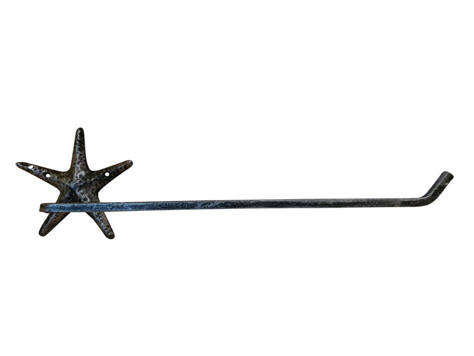 Rustic Silver Cast Iron Starfish Wall Mounted Paper Towel Holder 18"