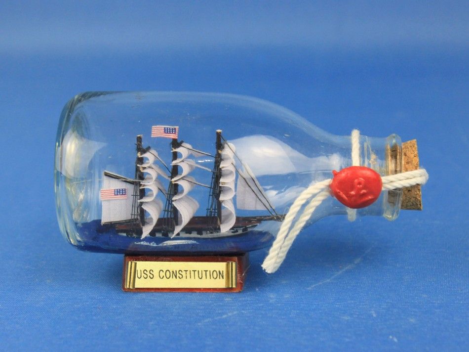 USS Constitution Model Ship in a Glass Bottle 5"