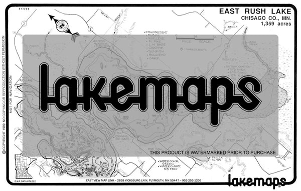 Chisago County, MN - RUSH, East - Lakemap - 11111
