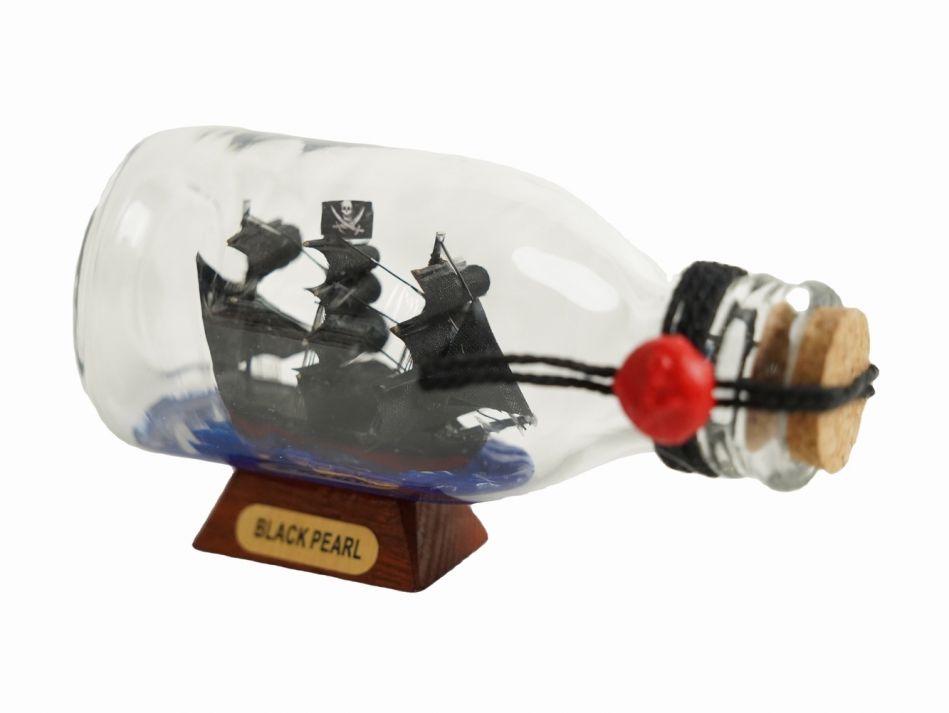 Black Pearl Pirate Ship in a Glass Bottle 5"