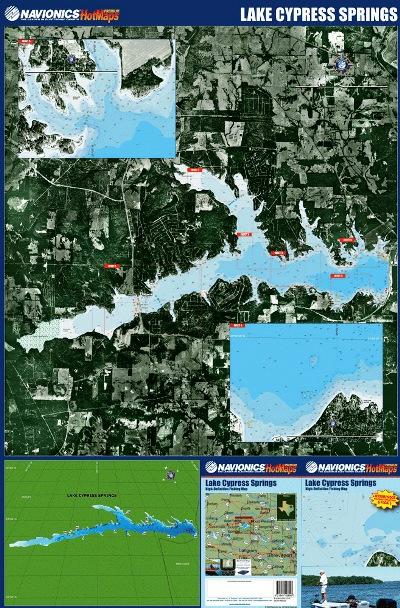 (TX) Lake Cypress Springs fishing map.