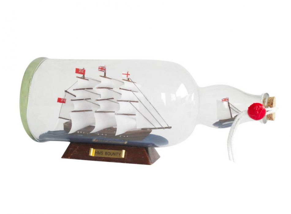 HMS Bounty Model Ship in a Glass Bottle 11"