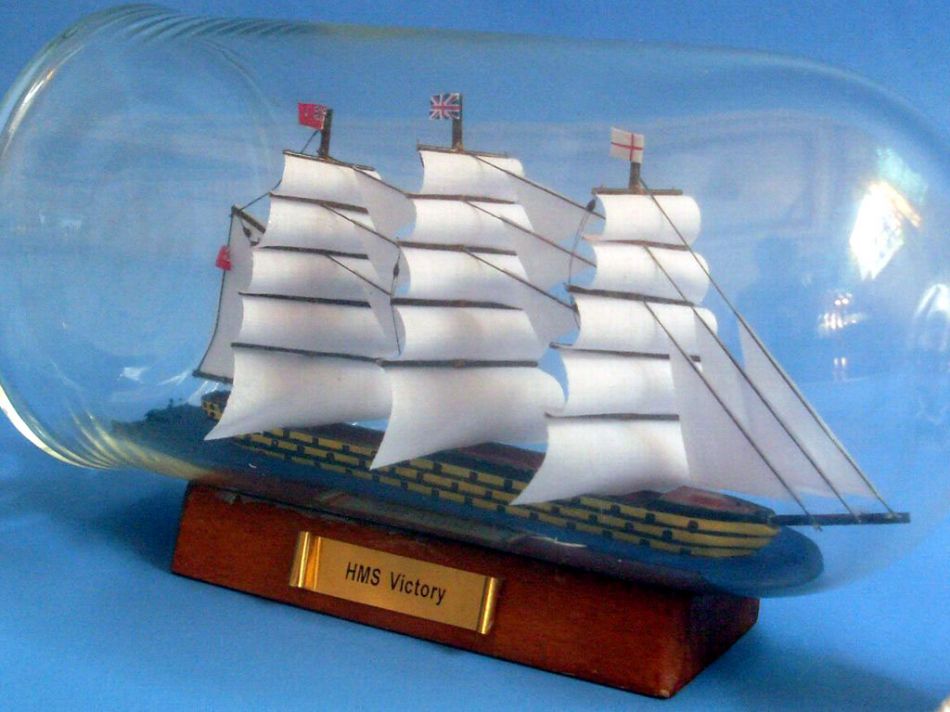 HMS Victory Model Ship in a Glass Bottle 11"