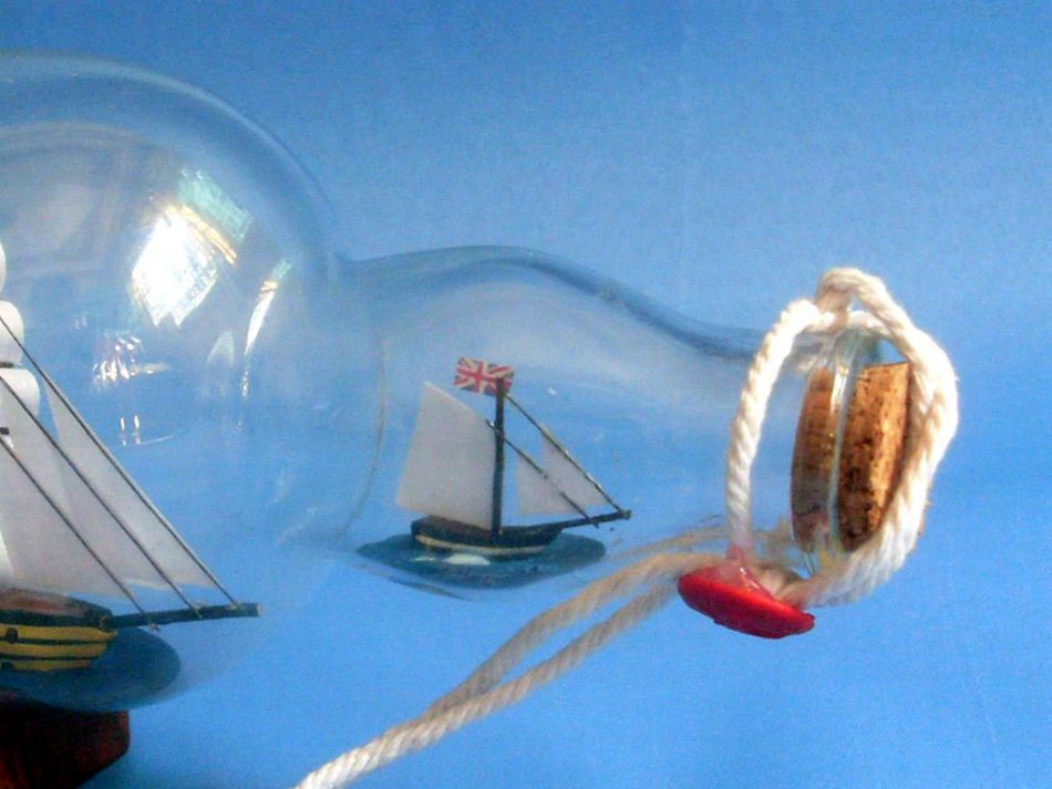 HMS Victory Model Ship in a Glass Bottle 11"