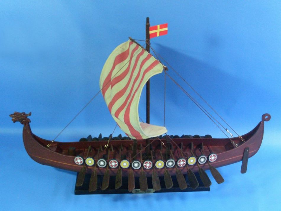 Wooden Viking Drakkar Model Boat 24"