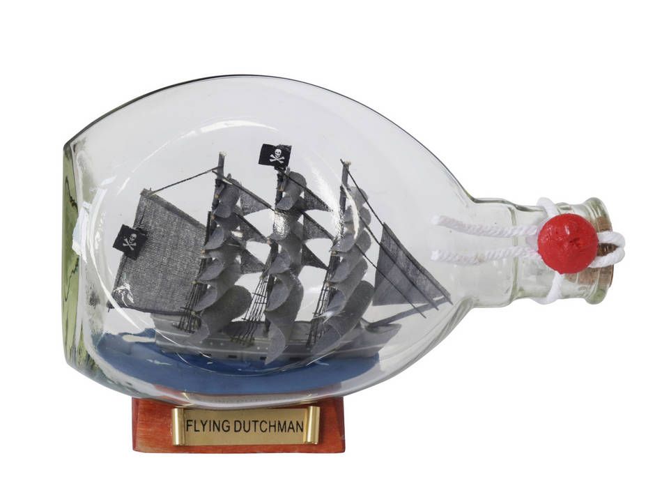 Flying Dutchman Pirate Ship in a Glass Bottle 7"