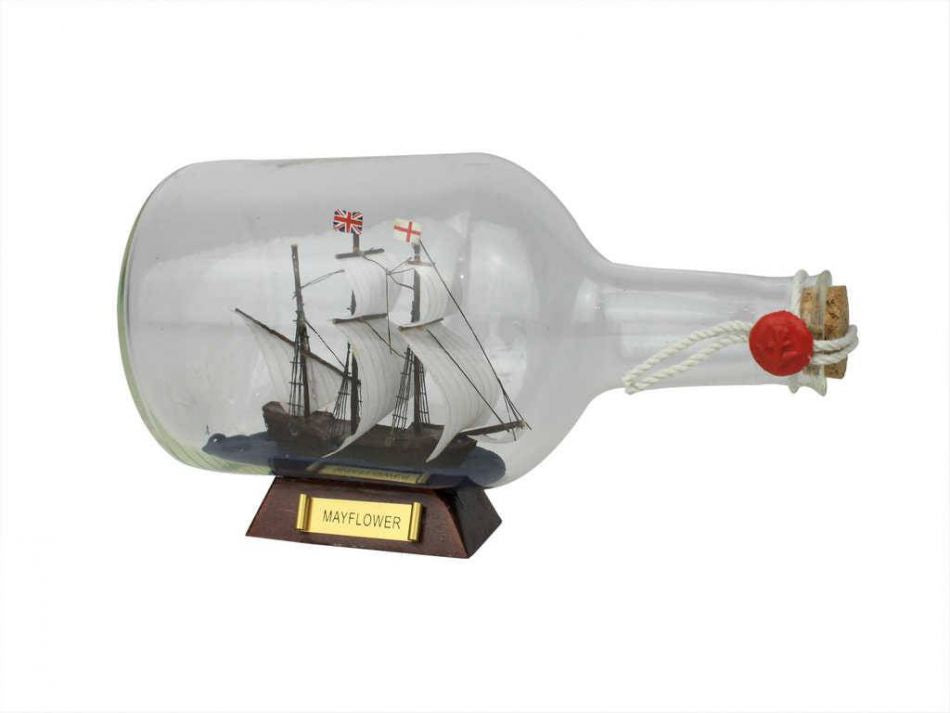 Mayflower Model Ship in a Glass Bottle 9"