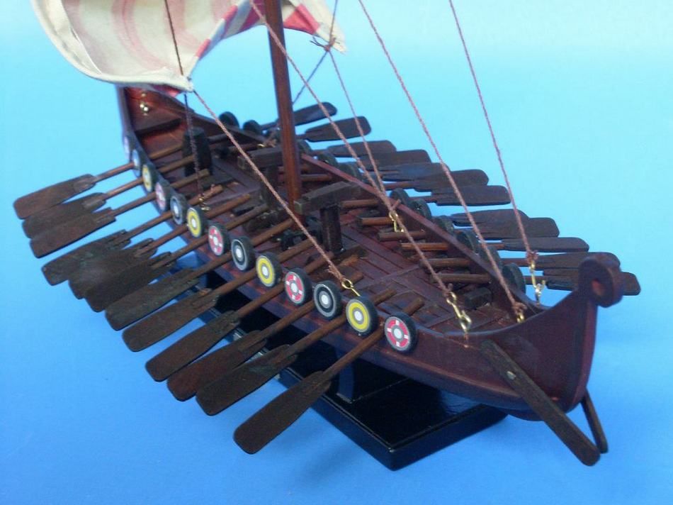 Wooden Viking Drakkar Model Boat 14"