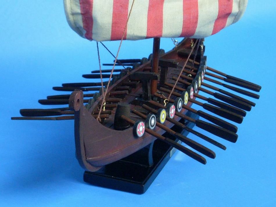 Wooden Viking Drakkar Model Boat 14"