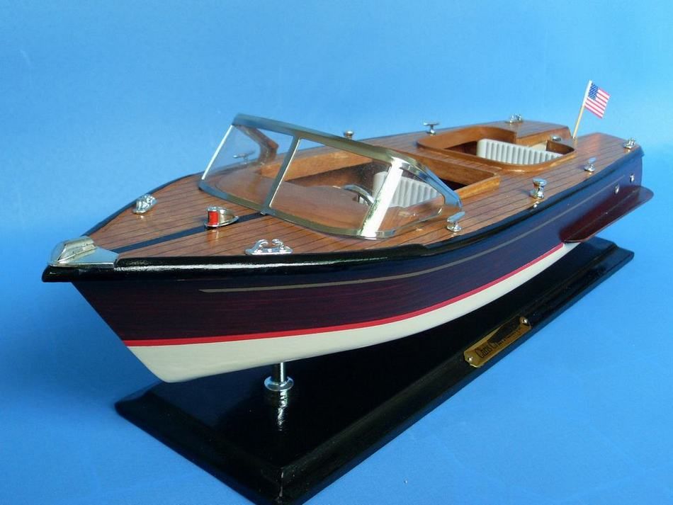 Wooden Chris Craft Runabout Model Speedboat 20"