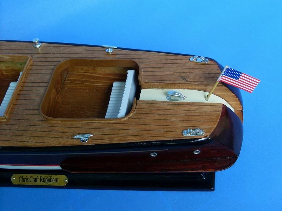 Wooden Chris Craft Runabout Model Speedboat 20"
