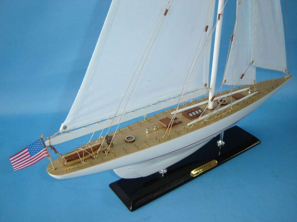 Wooden Intrepid Limited Model Sailboat Decoration 27"