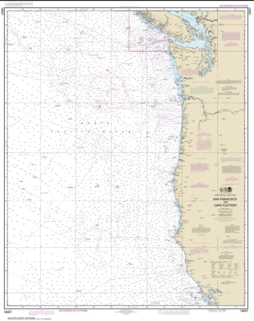 San Francisco to Cape Flattery (18007-33) by NOAA Nautical Chart