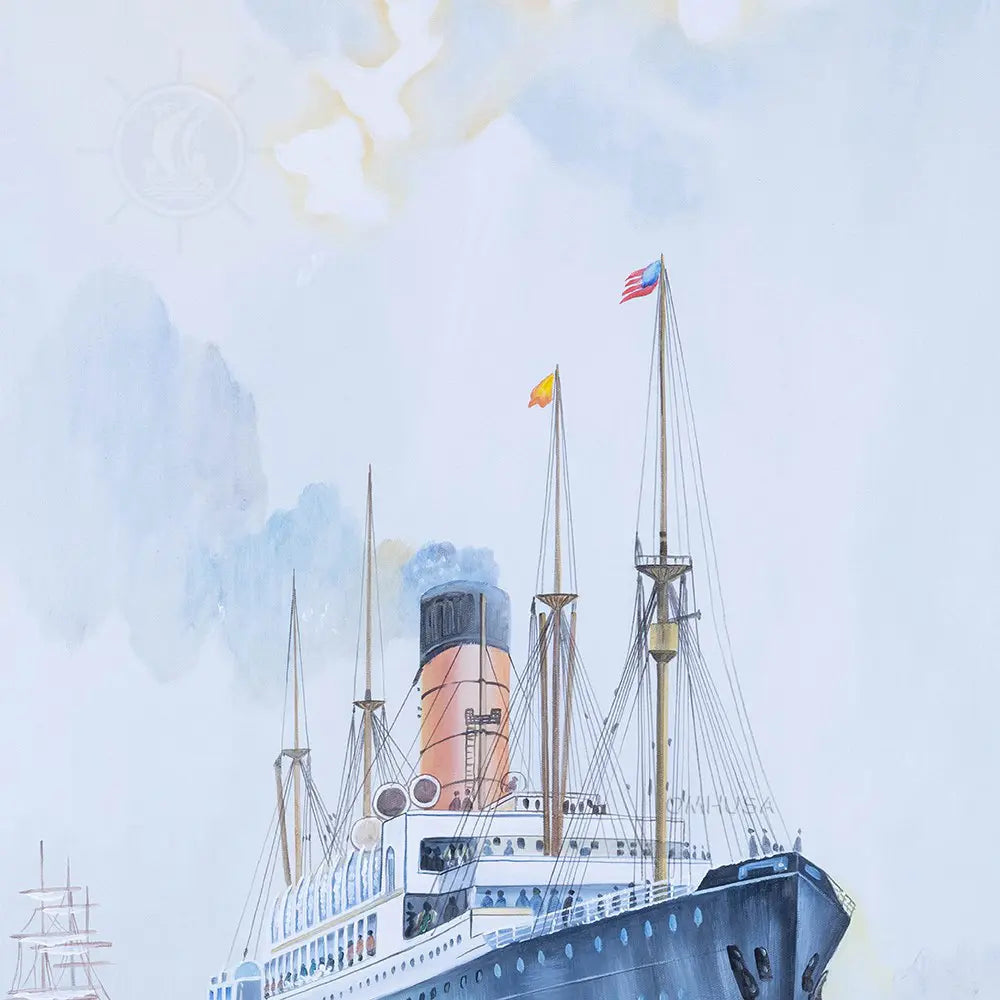 The Cunard Liner Carpathia Outward Bound from Liverpool in the Moonlight - Canvas Painting