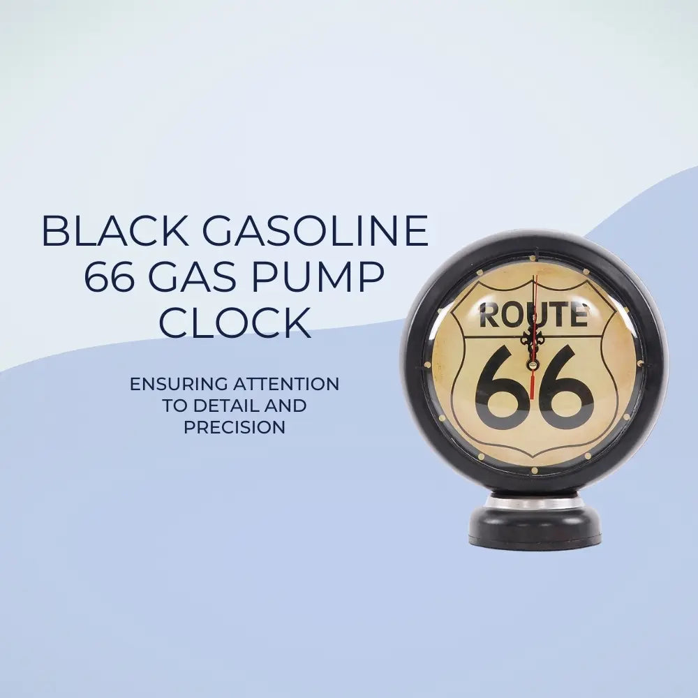 Black Gasoline 66 Gas Pump Clock
