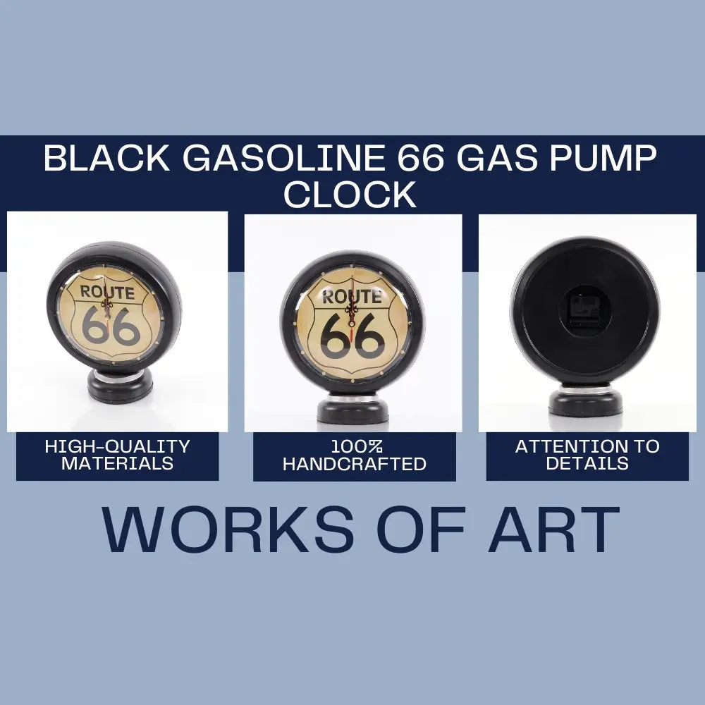 Black Gasoline 66 Gas Pump Clock
