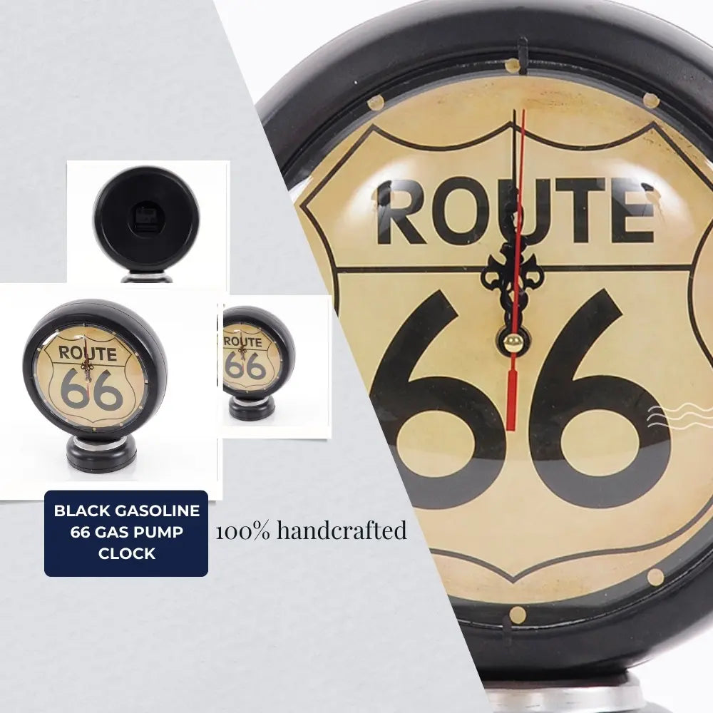 Black Gasoline 66 Gas Pump Clock