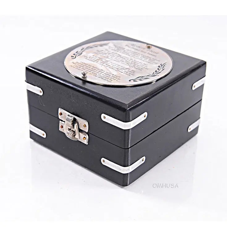 Brass Compass & Clock W/Wooden Case-AK006