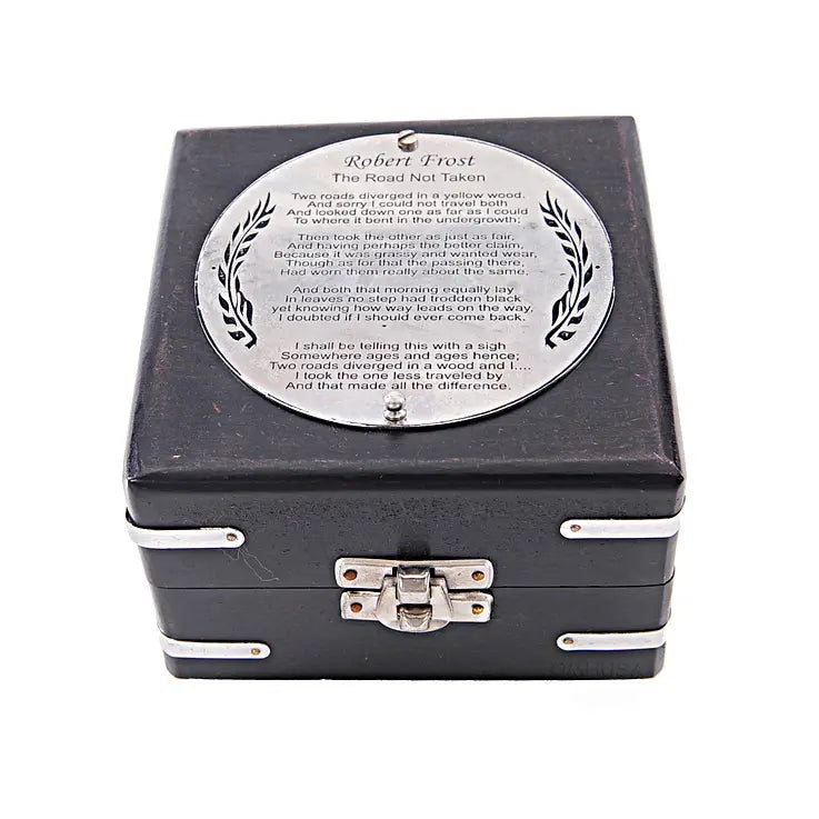 Brass Compass & Clock W/Wooden Case-AK006