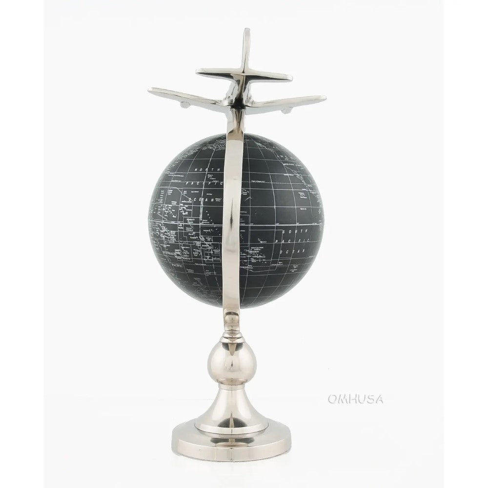 Airplane On Globe W Brass Stand-AK020