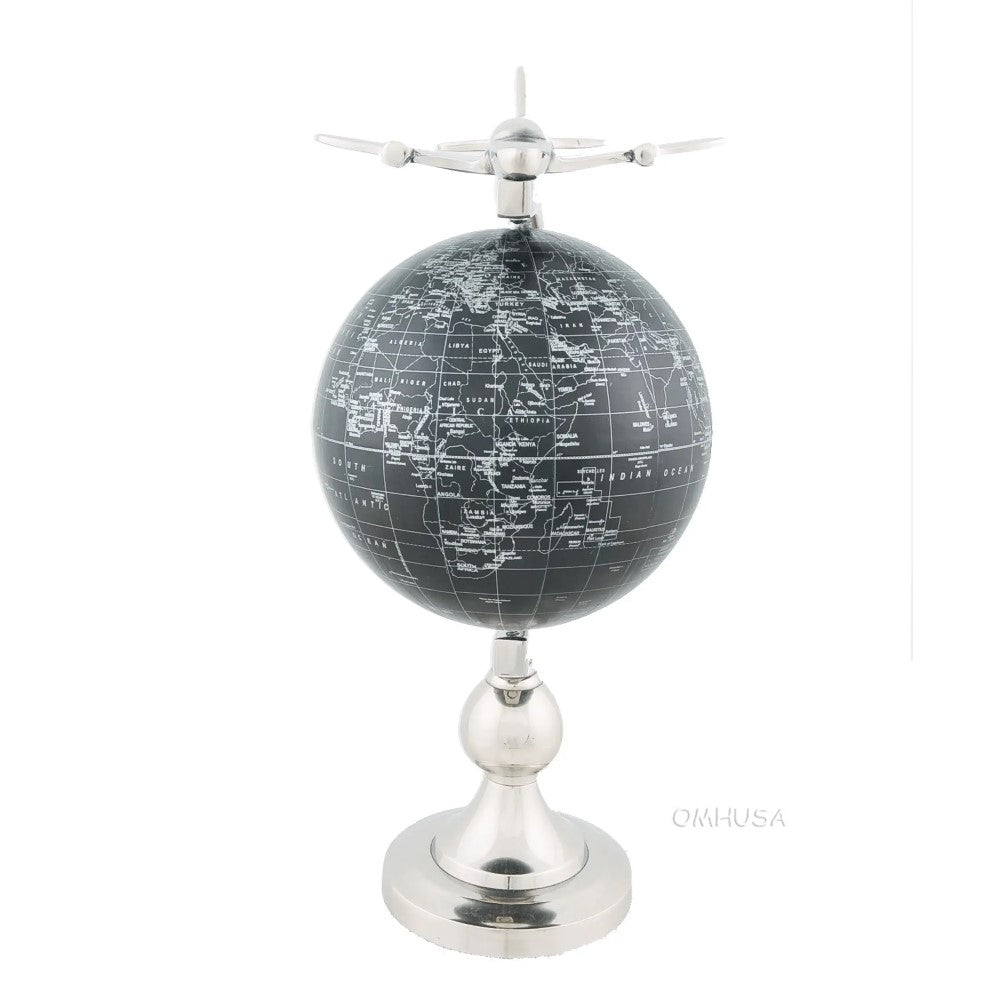 Airplane On Globe W Brass Stand-AK020