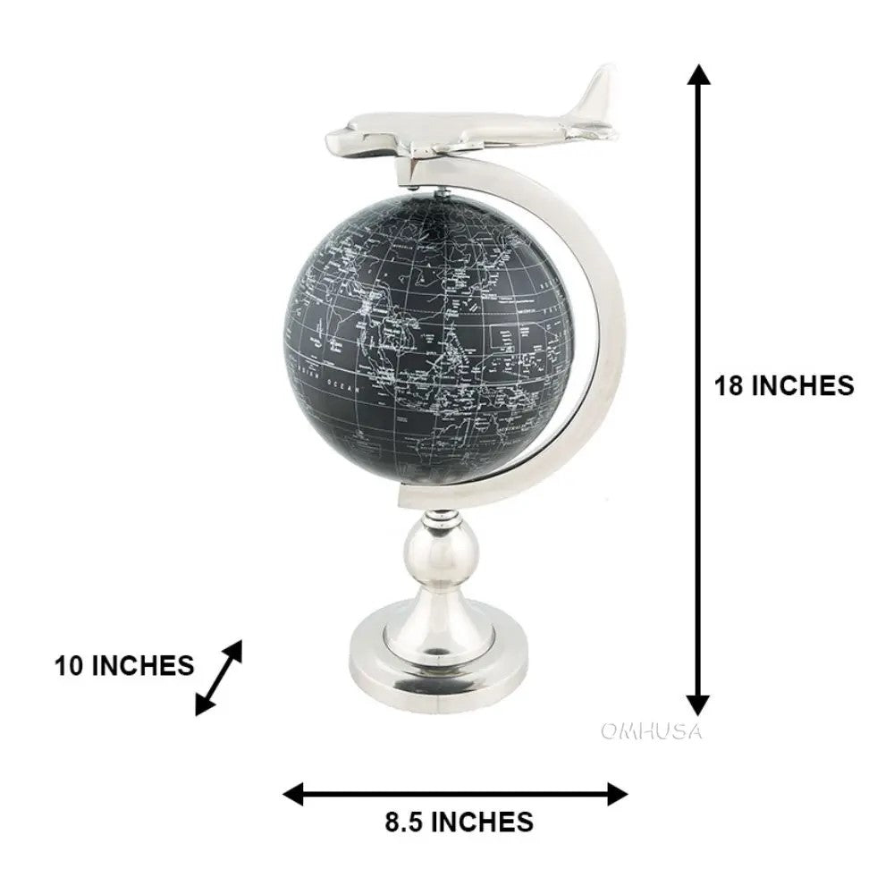 Airplane On Globe W Brass Stand-AK020