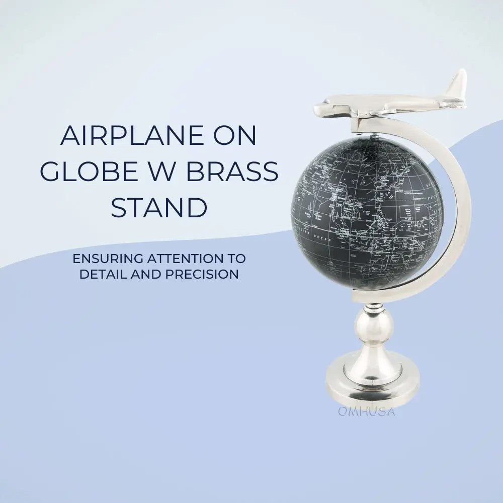 Airplane On Globe W Brass Stand-AK020