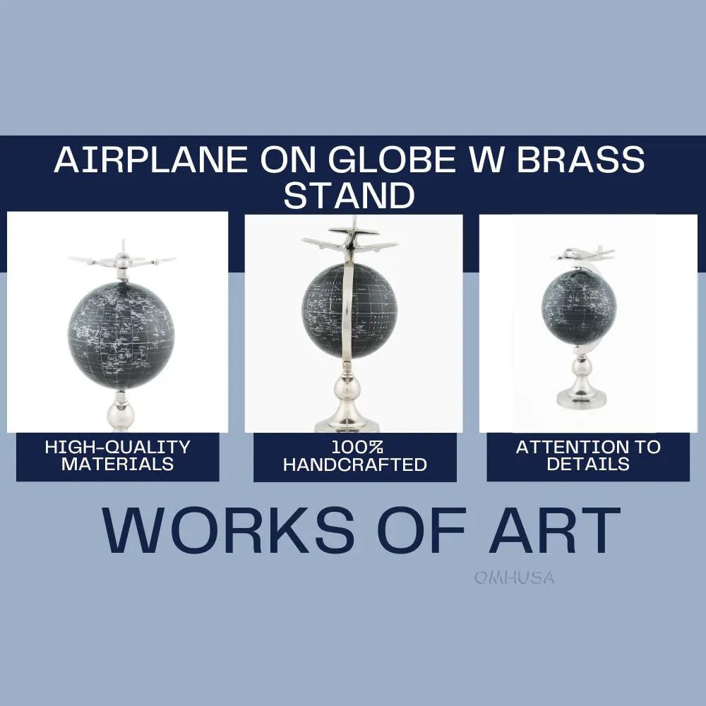 Airplane On Globe W Brass Stand-AK020
